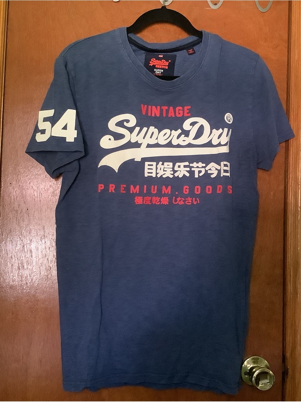 Superdry Men's Navy Blue Graphic Tee with White & Red Logos